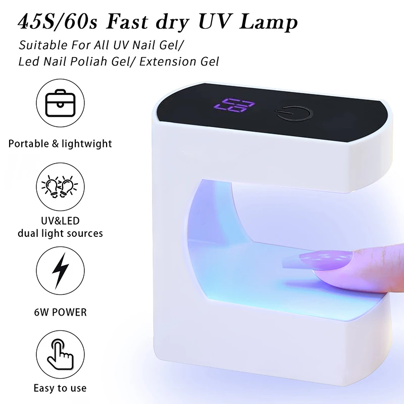 Портативная мини-лампа для ногтей USB светодиодная и УФ-машинка для маникюра для отверждения гель-лака быстросохнущая Сушилка для ногтей с умным датчиком инструмент для дизайна ногтей