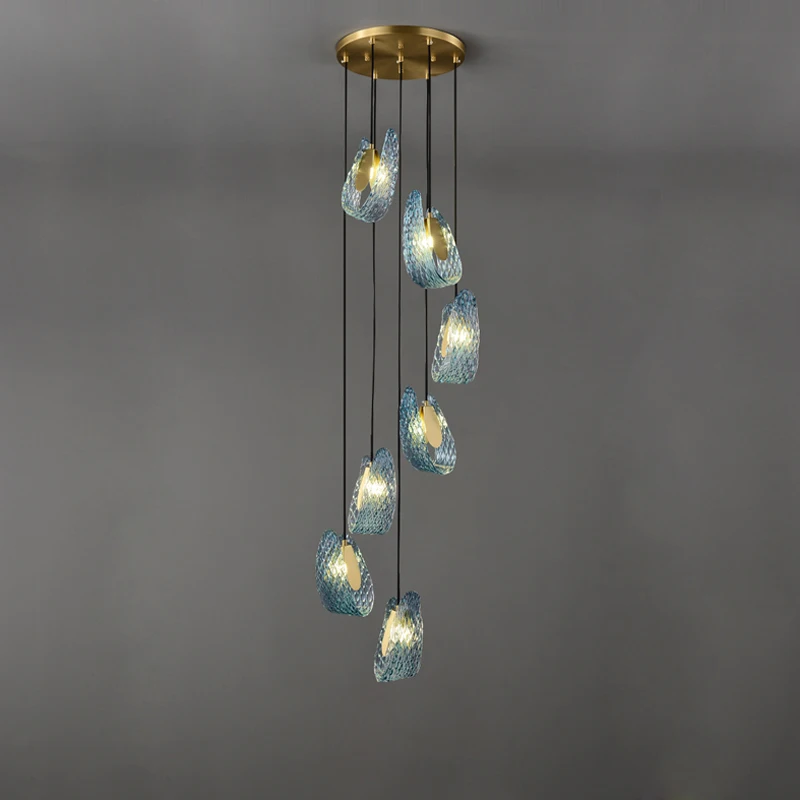 Фото G9 LED Art Deco Медь Синий Красота Подвесные Светильники Блеск Подвесной Светильник Подвесной Светильник Lampen Для Столовой №2