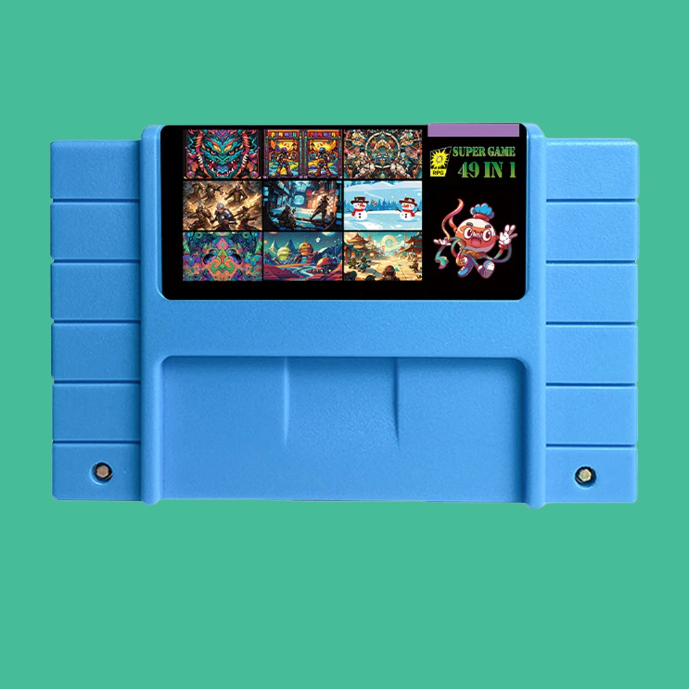 49 в 1, многоигры Game Catridge для карты игровой консоли SNES, США, версия NTSC, синий корпус