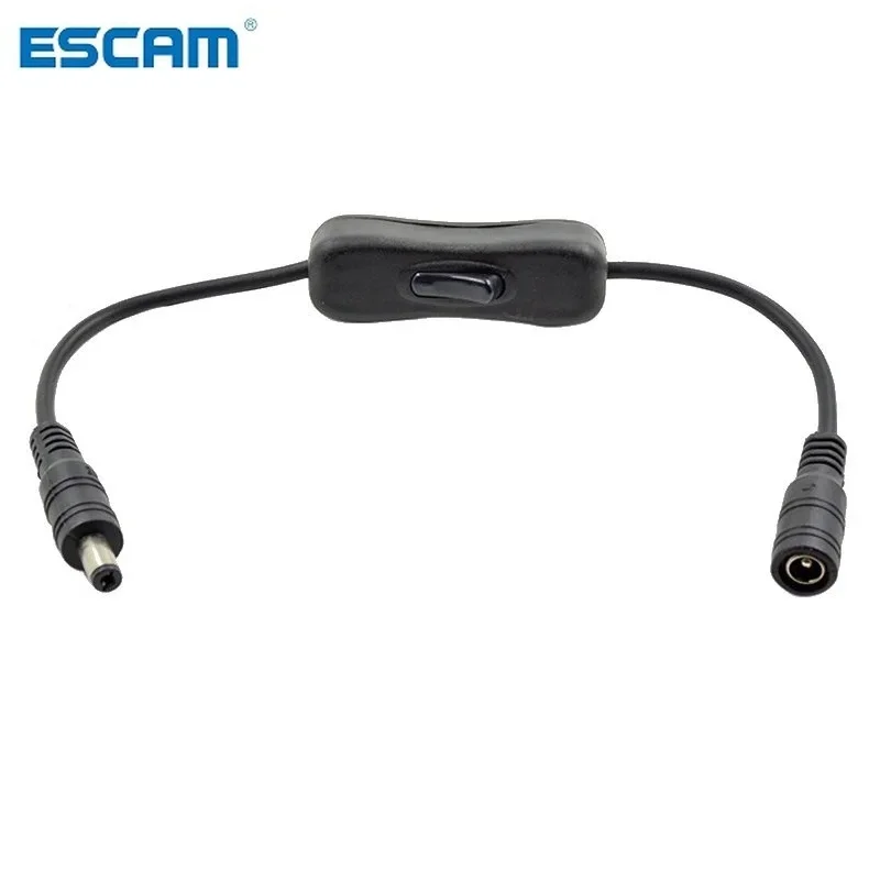 ESCAM DC 12V кабель питания с переключателем Черный DC Переключатель удлинитель Коробки передач и кабели