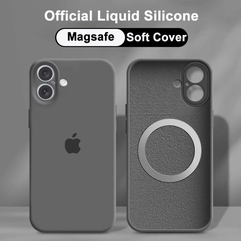 Оригинальный жидкий силиконовый чехол для Apple Magsafe для iPhone 16, 15, 14, 13, 12, 11 Pro Max Plus, защитный однотонный чехол для объектива камеры