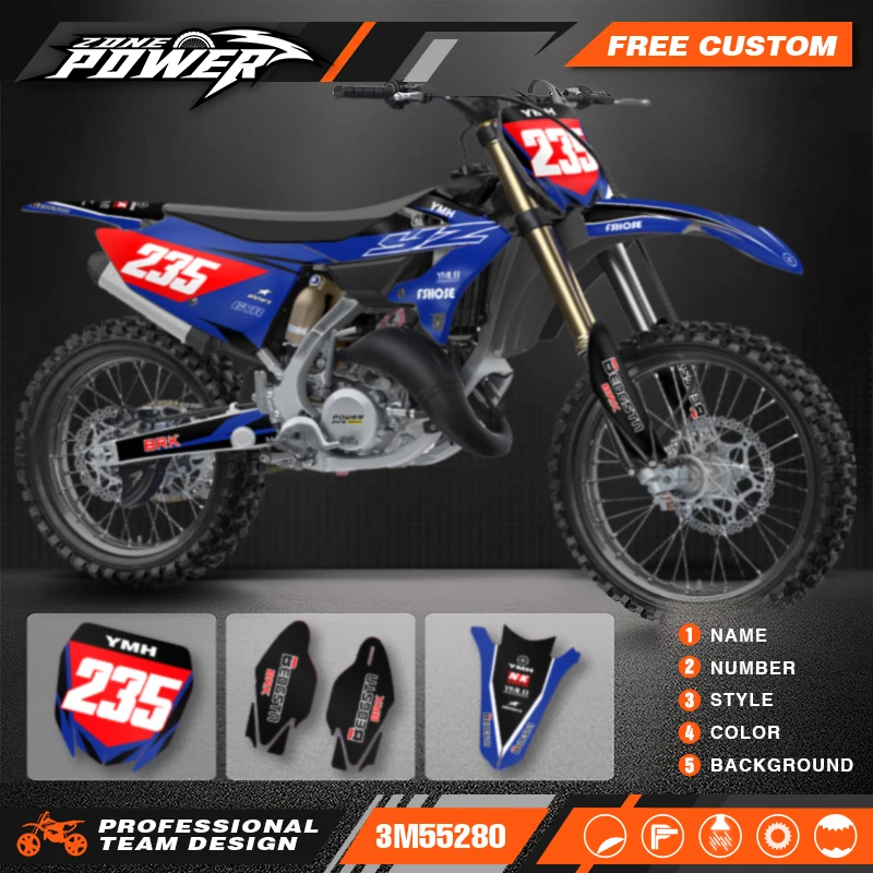 Наборы наклеек с графикой мотоцикла Powerzone для Yamaha YZ125 YZ250 2022 2023 2024, индивидуальные фоновые наклейки для мотоцикла 24