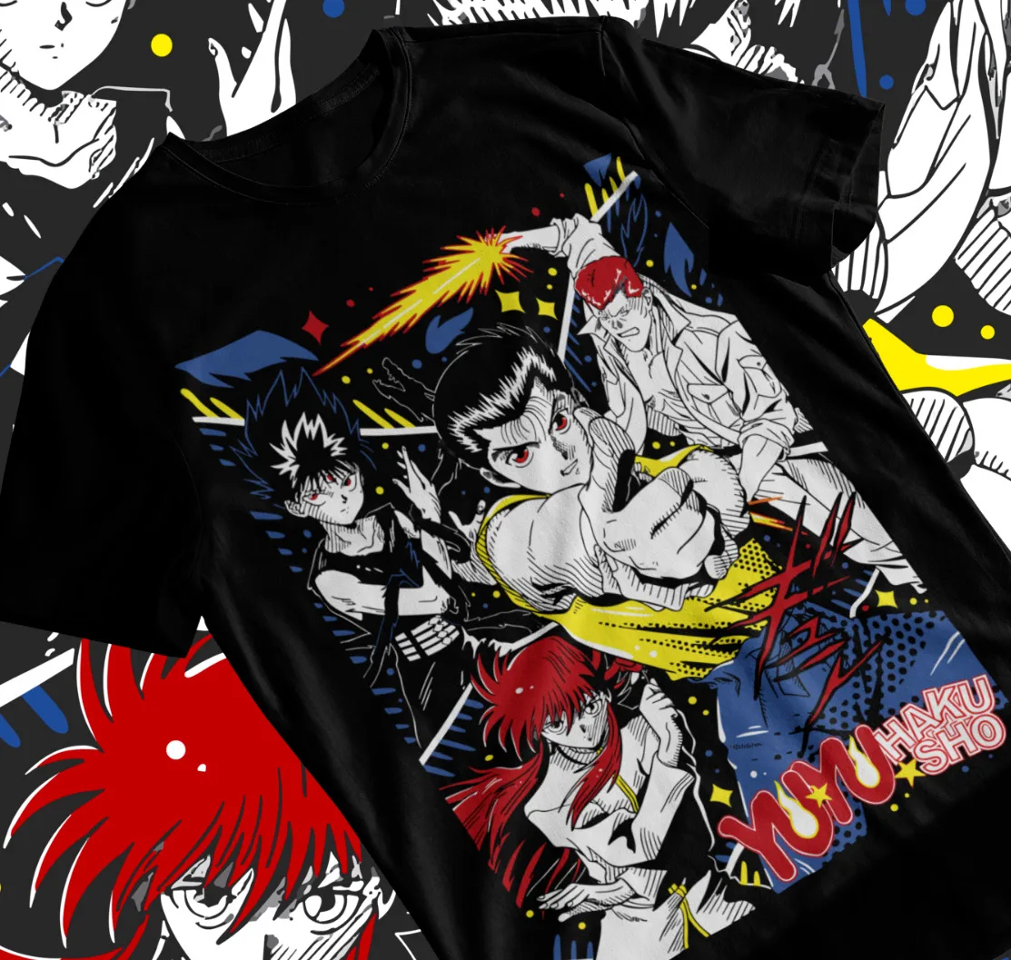 Yu Hakusho футболка, Yusuke,Hiel,Kuwabara и Kurama аниме футболка Мягкая футболка