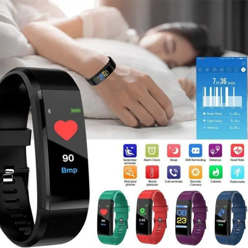 Смарт-часы для мужчин и женщин, совместимые с bluetooth, пульсометр, фитнес-браслет с шагомером, спортивный браслет с прямой зарядкой через USB