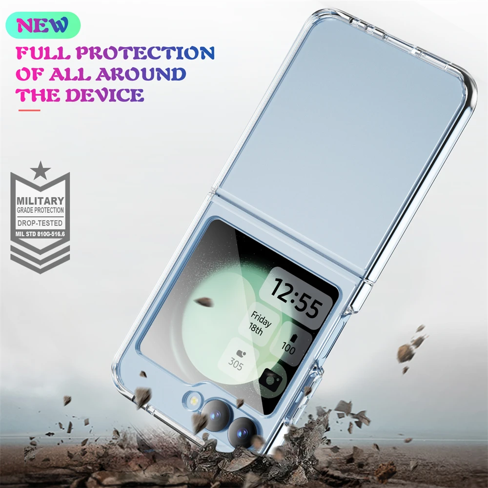Фото Кристально прозрачный жесткий чехол из поликарбоната для Samsung Galaxy Z Flip 6 5 4 3 полная защита ударопрочный бампер прозрачный акриловый чехол Funda №5