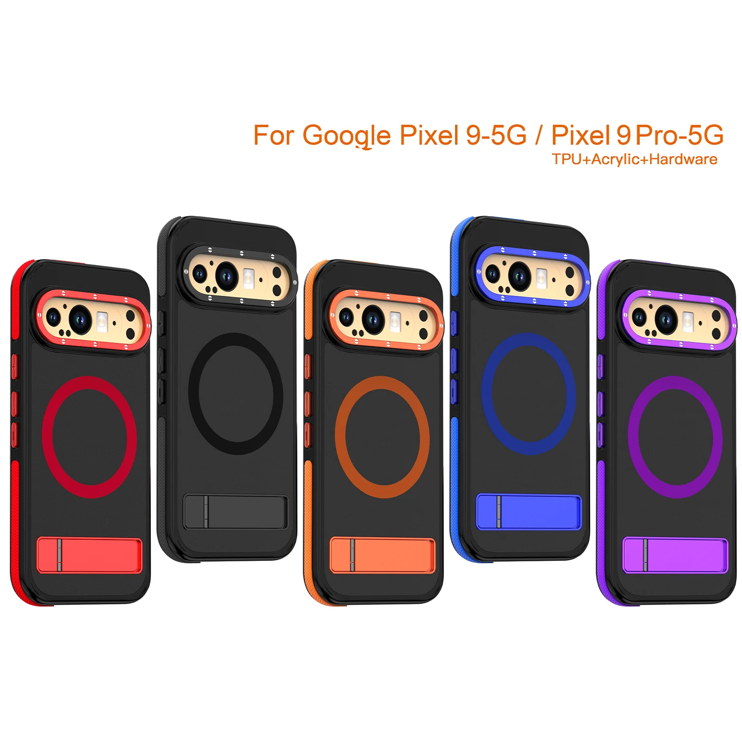 Чехол для Google Pixel 9 Pro XL, защита военного уровня 12 футов, совместимость с Magsafe, ударопрочный тонкий чехол со скрытой подставкой