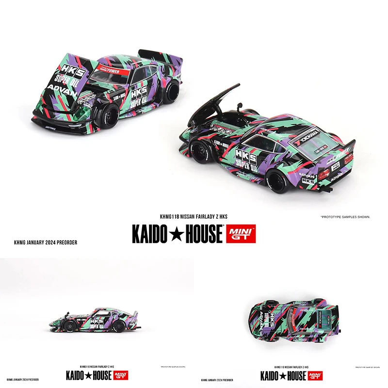 Мини-капот KHMG 118 в наличии 1:64 Fairlady Z, открывающийся капот, коллекция моделей автомобилей, миниатюрный дом Kaido
