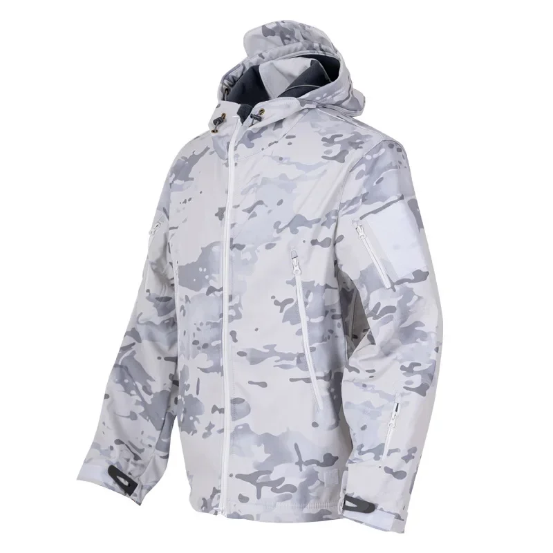 Зимняя теплая куртка MCAP All Terrain Snow Camo Softshell и брючный костюм, тактическая одежда, толстовка на молнии с флисом