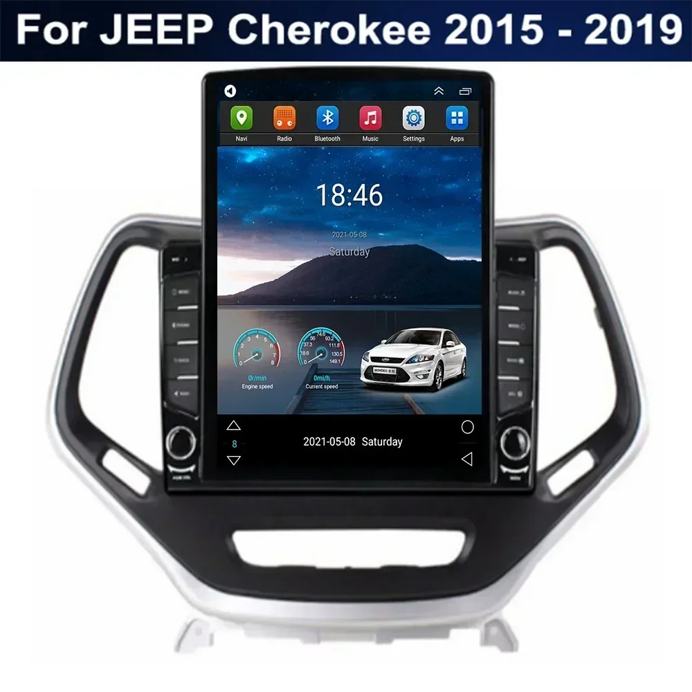 Для Tesla Style 2Din Android 13 Автомобильный радиоприемник для JEEP Cherokee 2015-2035 Мультимедийный видеоплеер GPS Стерео Carplay DSP RDS Камера