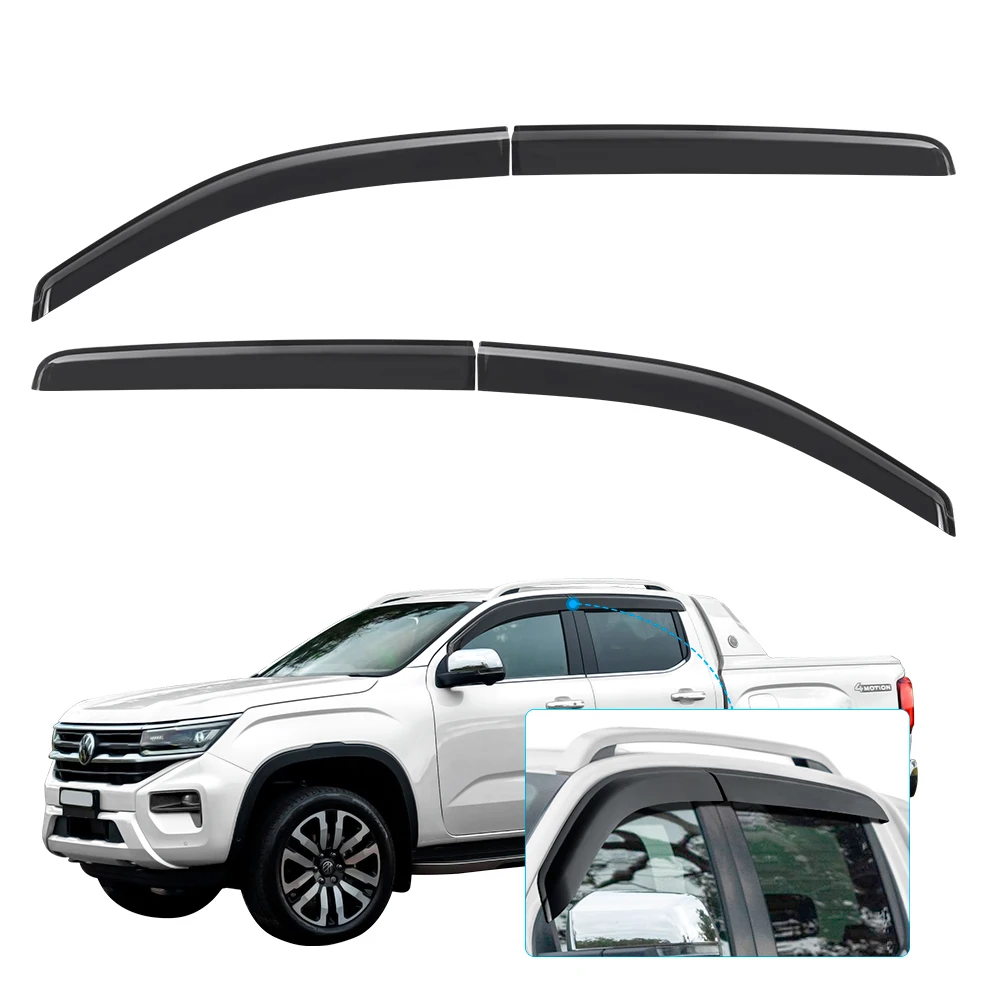Ветрозащитные дефлекторы от дождя, погодозащитная пленка для Volkswagen Amarok 2023 2024 V6 4X4, автомобильный Стайлинг, 4 шт., козырек для черного стекла