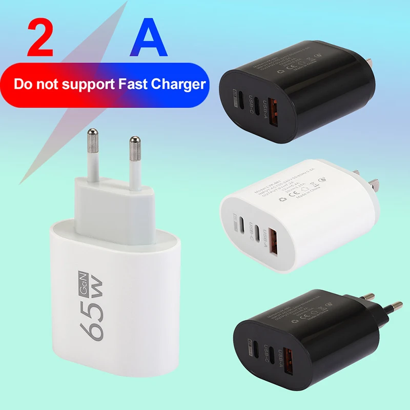 65 Вт USB C Быстрая зарядка 3 порта Быстрое зарядное устройство 3.0 Адаптер для мобильного телефона для IPhone 15 Xiaomi Samgsung Портативное настенное зарядное устройство