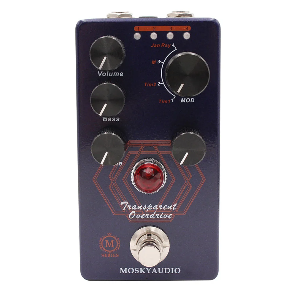 Фото Прозрачная педаль для электрогитары Mosky Overdrive, запчасти для гитары, 4-режимная кнопка, педали для гитары, запчасти для музыкальных инструментов №3