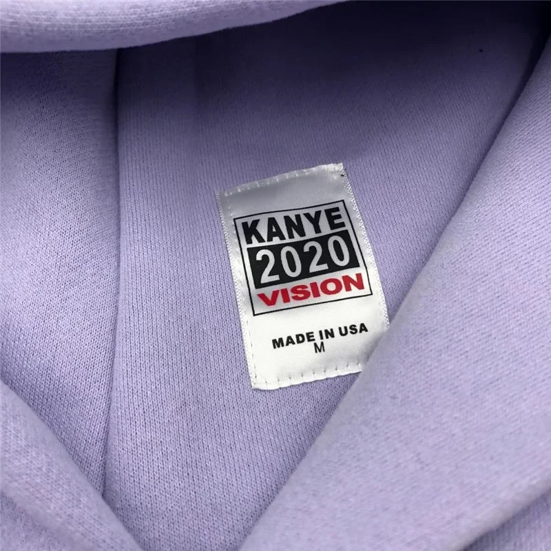 Фото Kanye West светло-фиолетовая свободная толстовка с капюшоном для мужчин и женщин, повседневные модные толстые двухслойные пуловеры, однотонные толстовки №4