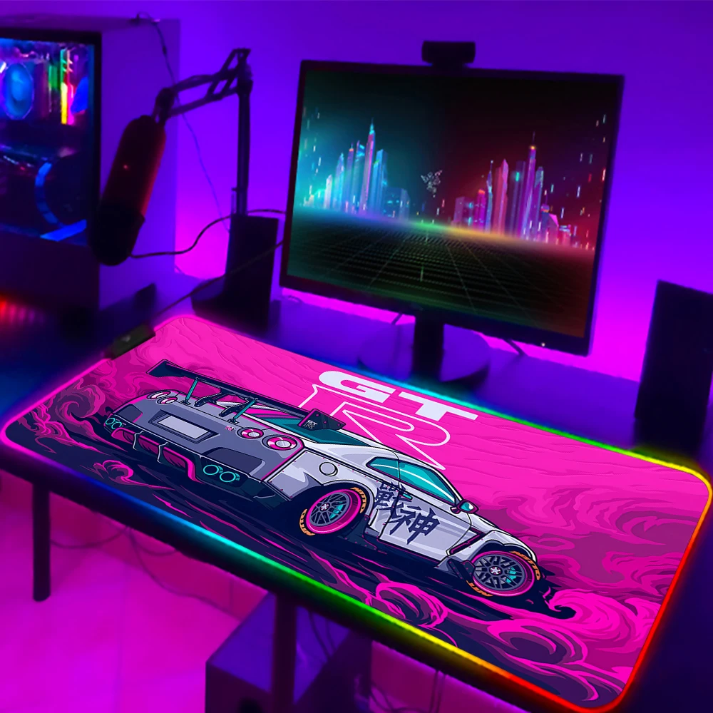 Фото Геймерские спортивные автомобили RGB коврик для мыши для компьютерных столов настольные компьютеры установка игровые аксессуары большой светодиодный коврик для мыши 90x40 красочный коврик для мыши №5