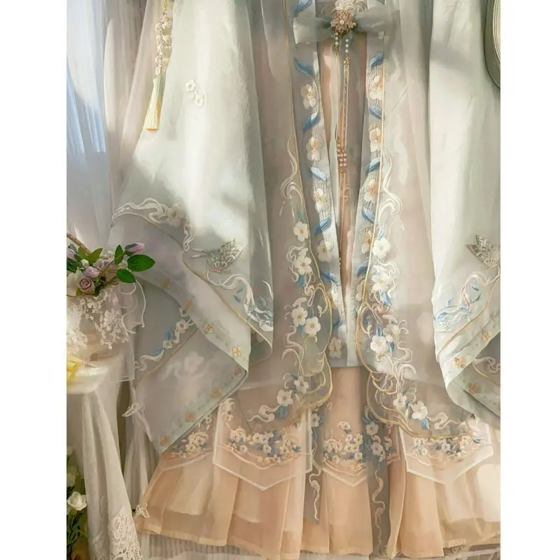 Hanfu Женская тяжелая промышленная Вышивка, рубашка с большим рукавом, юбка на талии для весны и лета, традиционное китайское платье (art.: 3920c493c6e44) - 3920c493c6e44