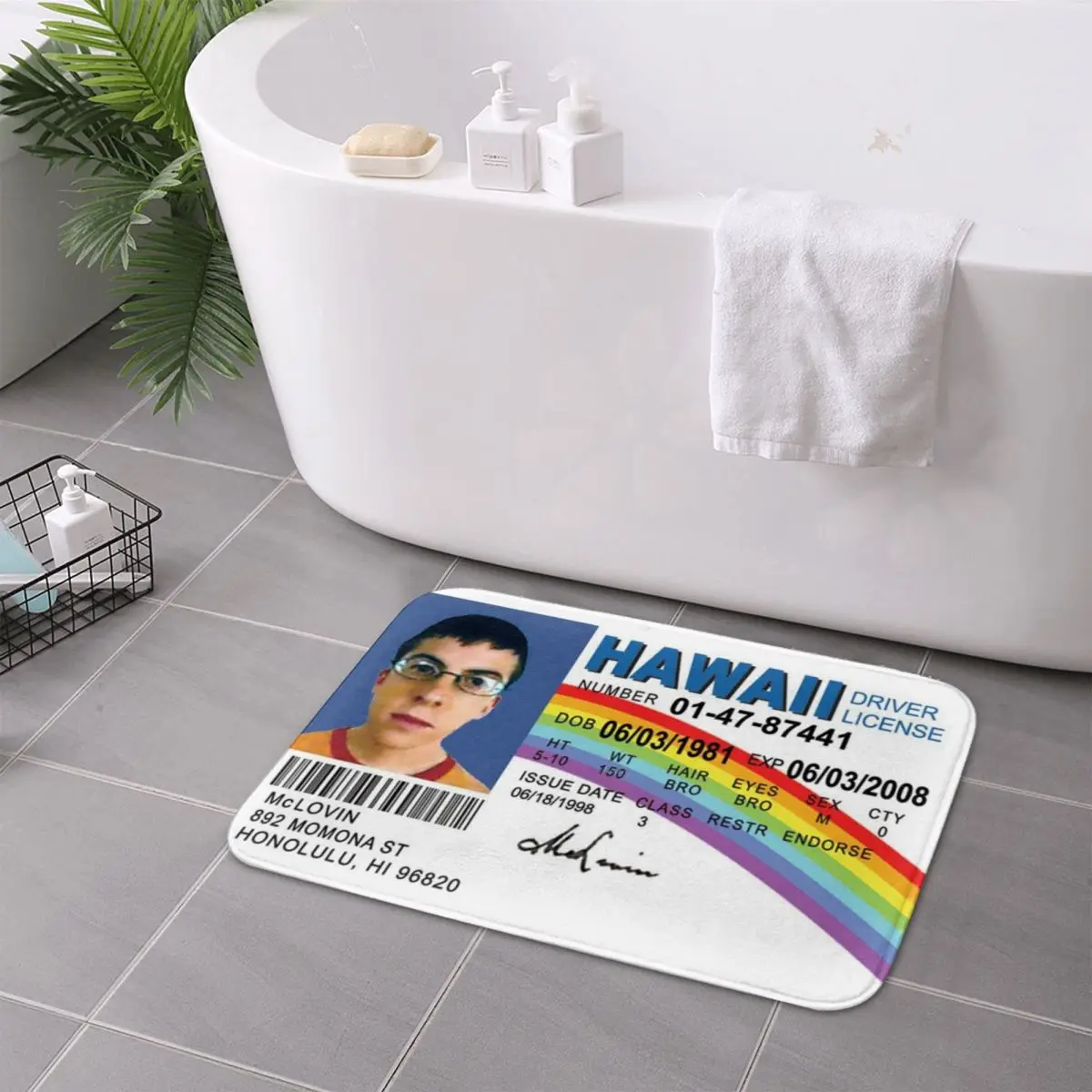 McLovin водительские права, нескользящий коврик для двери, напольный коврик, ковер для кухни, входа, дома, балкона, коврики для ног