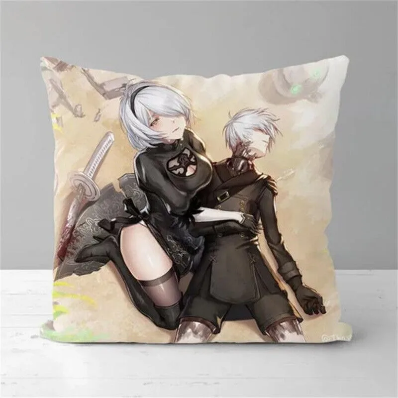 Фото Декоративная подушка из полиэстера с изображением аниме Nier Automata чехол №3