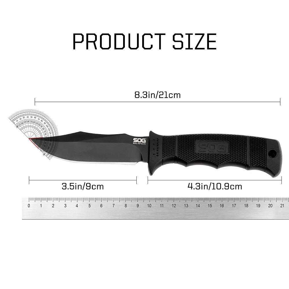Фото SOG Seal PUP Elite Knife Compact с фиксированным лезвием, профессиональные ручные инструменты EDC для кемпинга, бушкрафта, самообороны и рыбалки №5