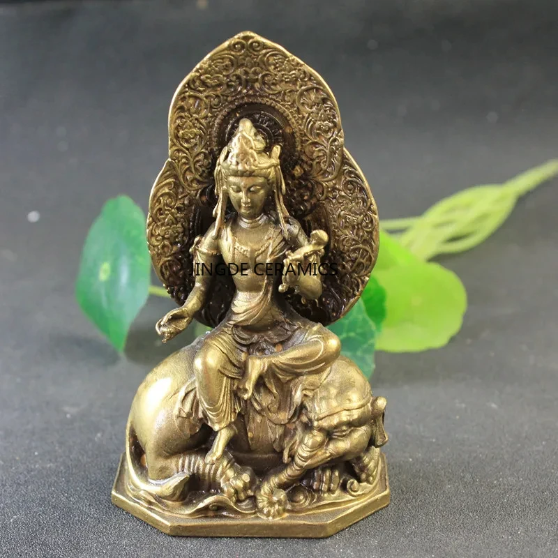 1 шт., металлический тибетский буддизм, держащий RUYI Samantabhadra, бодхисаттва, Будда, езда, мифические аксессуары фэн-шуй, металлические изделия ручной работы