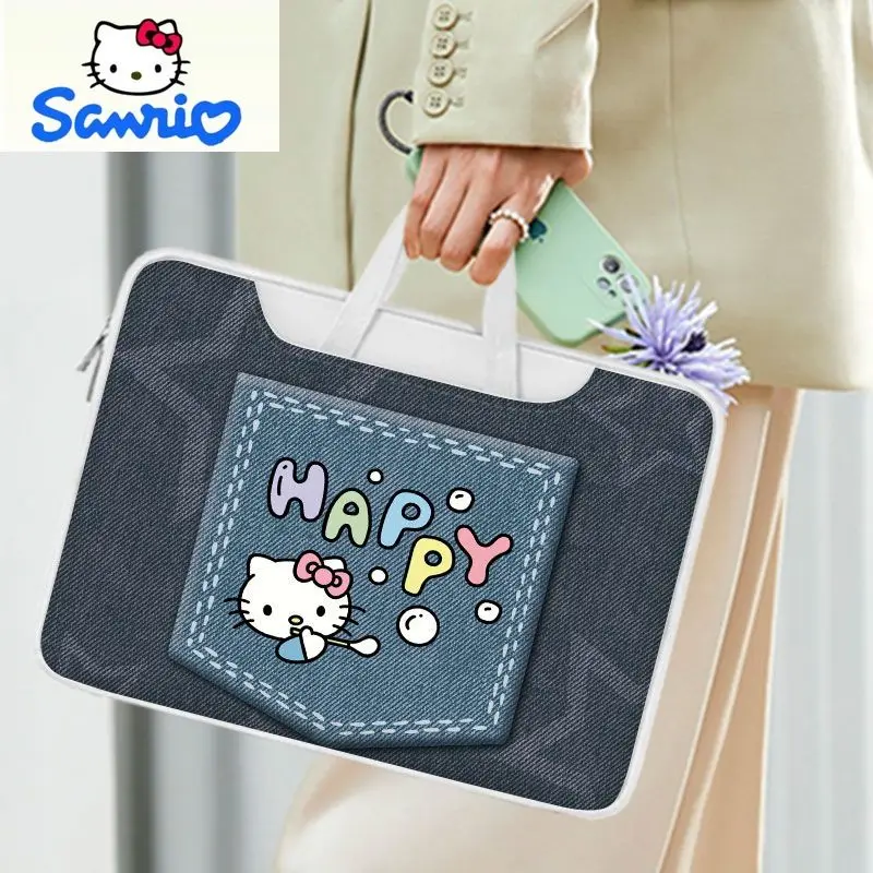 Sanrio классическая модная женская сумка большой вместимости с героями мультфильмов «Hello Kitty», многофункциональная сумка для хранения файлов и компьютера