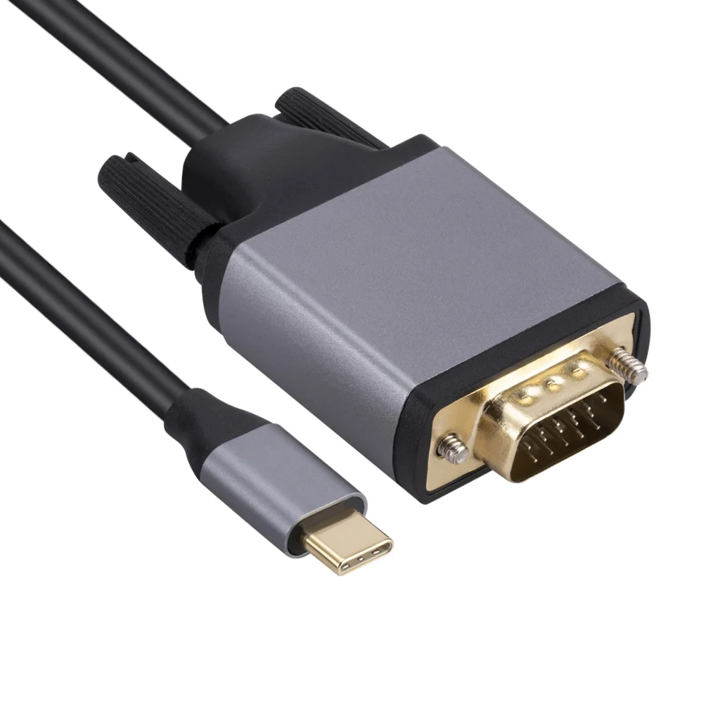 Фото Кабель-адаптер с USB C на VGA, кабель-преобразователь с Type C на VGA для воспроизведения проекционного экрана ноутбука №4