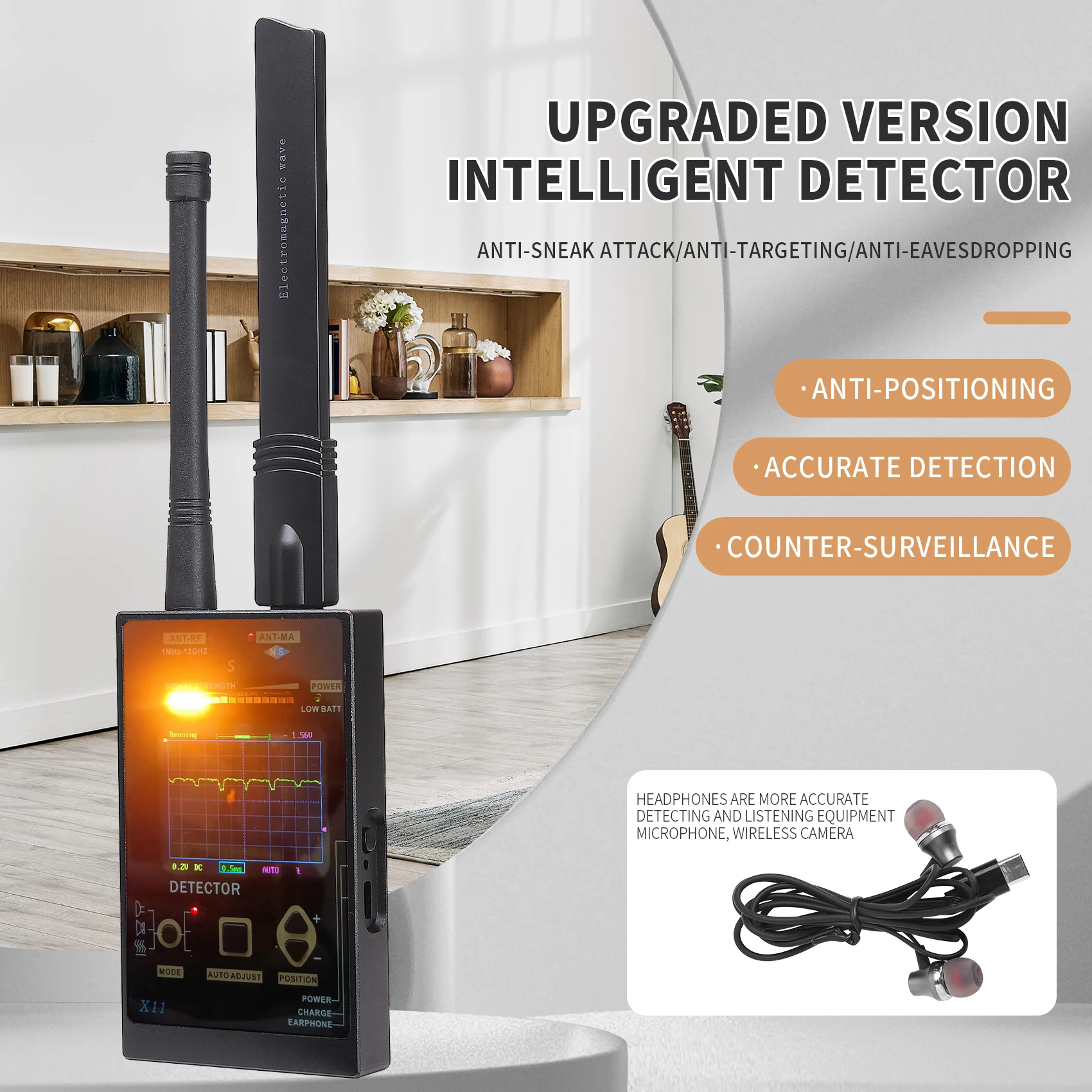 Самая продаваемая антишпионская камера, детектор ошибок, GPS-трекер, RF 2/3/4/5G, сканер сигнала, поиск устройств для прослушивания X11 Портативное аудио и видео