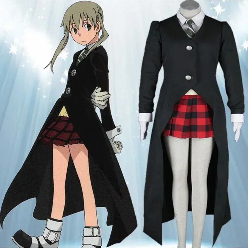 Аниме Soul Eater Maka Albarn Косплей Костюм Женская Юбка Для Девочек Униформа Хэллоуин Карнавал Парик Куртки Галстук Белый