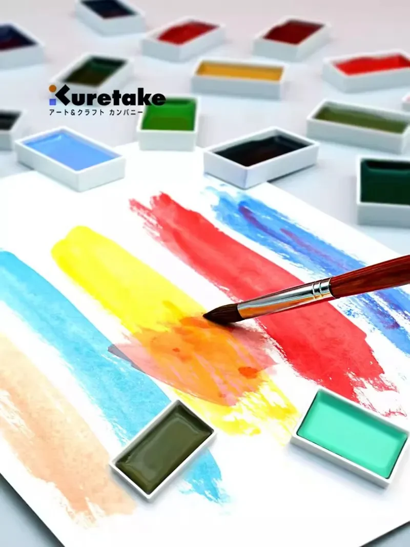 Фото Металлическая однотонная Акварельная краска Kuretake, профессиональная жемчужная/графитовая Акварельная краска для рисования №2