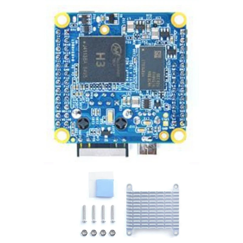 Макетная плата Nanopi NEO H3 с открытым исходным кодом + радиатор DDR3 RAM 512 Мб, четырехъядерный, Cortex-A7 Ubuntu Openwrt Armbian