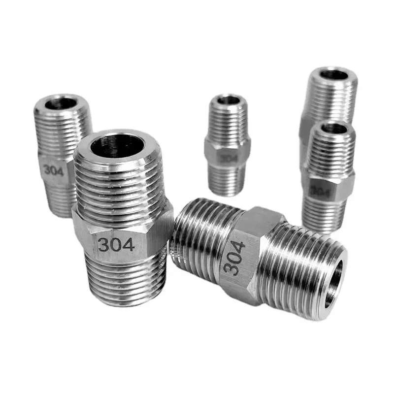 Фото Шестигранная ниппельная муфта 1/4 дюйма NPT на M6 M10-20 1/8 дюйма 1/4 дюйма 3/8 дюйма -1 дюйма BSP NPT с наружной резьбой, соединительный адаптер для фитинга из нержавеющей стали 304 №4