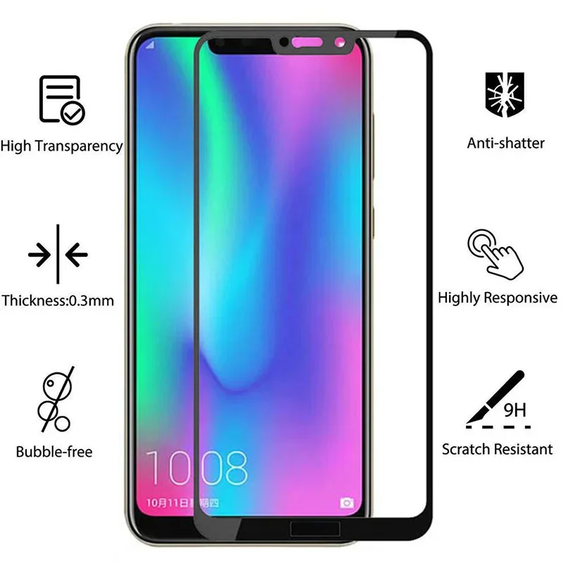 Фото Защитное закаленное стекло 9d для huawei Honor 8c, защитная пленка для экрана Honor8c huwei hawei honer onor hono honr 8 c c8 защитная пленка №2