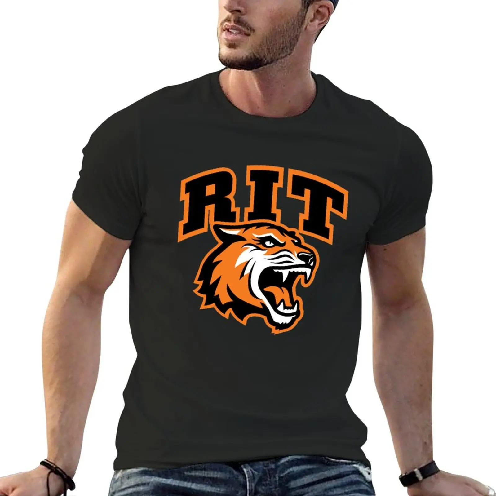 Футболка RIT TIGERS, тяжелая корейская модная мужская футболка на заказ