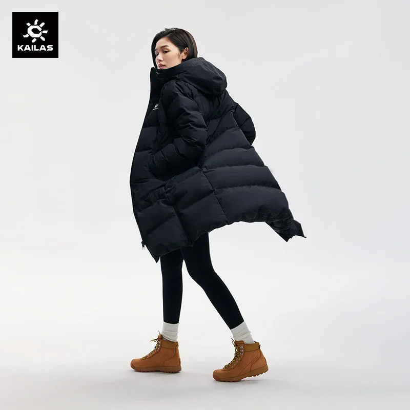 Фото KAILAS пуховик зимний теплый походный уличный ветрозащитный утепленный софтшелл с капюшоном длинные пальто на гусином пуху KG 2133613 №5