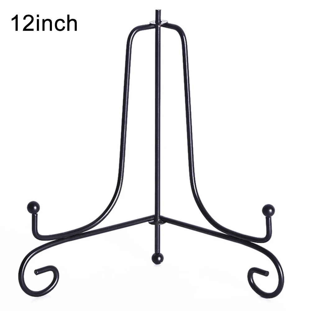 Фото Plate Holder Iron Bracket Classic Display 4/6/8/10/12inch Art Picture Black Iron Easel Photo Frame Home Kitchen Brand New №5