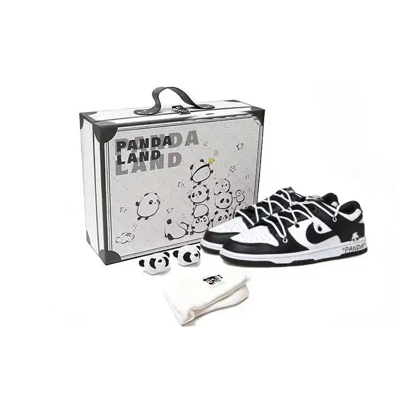 [Нестандартные женские туфли для скейтборда Panda S-BOX] NBA x Nike Dunk GS, черный, белый цвет