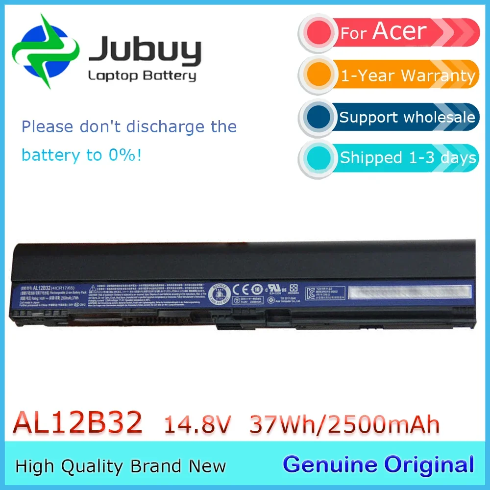 AL12B32 14,8 В 2500 мАч оригинальный аккумулятор для ноутбука Acer TravelMate Aspire One 756 725 V5-131 V5-171 C710 AL12A31 и т. д.