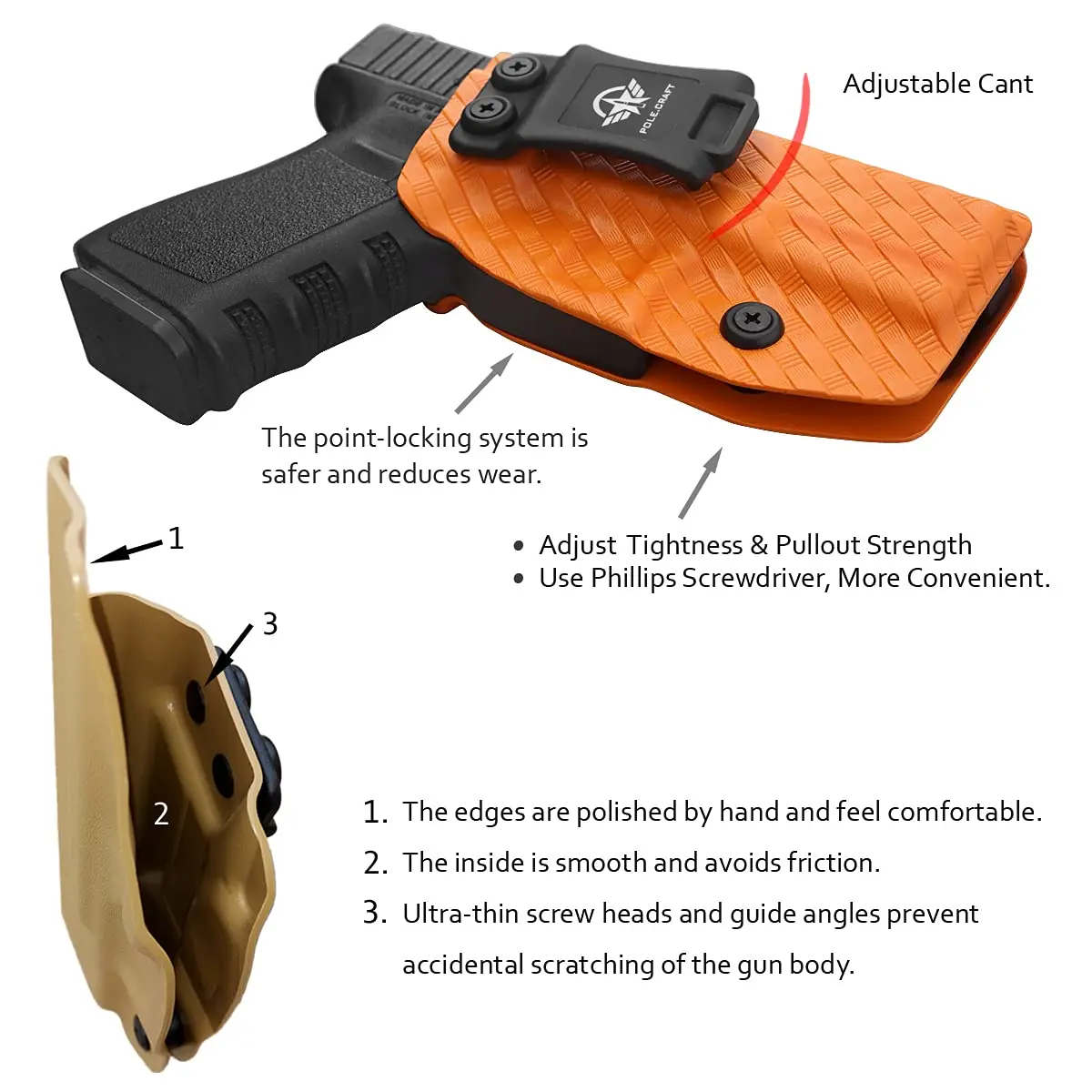 Фото Кобура POLE.CRAFT Weave Kydex IWB Kydex для Glock 19 / Glock 19X / Glock 25 / Glock 44 45 (Gen 15) и Glock 23 32 (Gen 3-4) №3