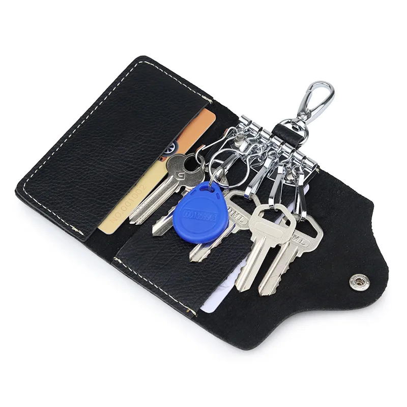 2025 Hot Guangzhou Factory Genuine Leather Key Holder Men amd Women Waist Hang Large Capacity House Key Wallet Women Gift