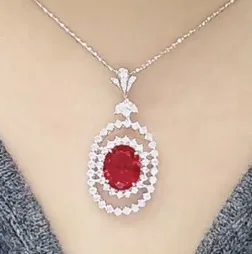 Новое серебро S925 10 карат в форме яйца Papalacha/красный сокровище 10*12 ожерелье модное [одинарный кулон] свадебные украшения