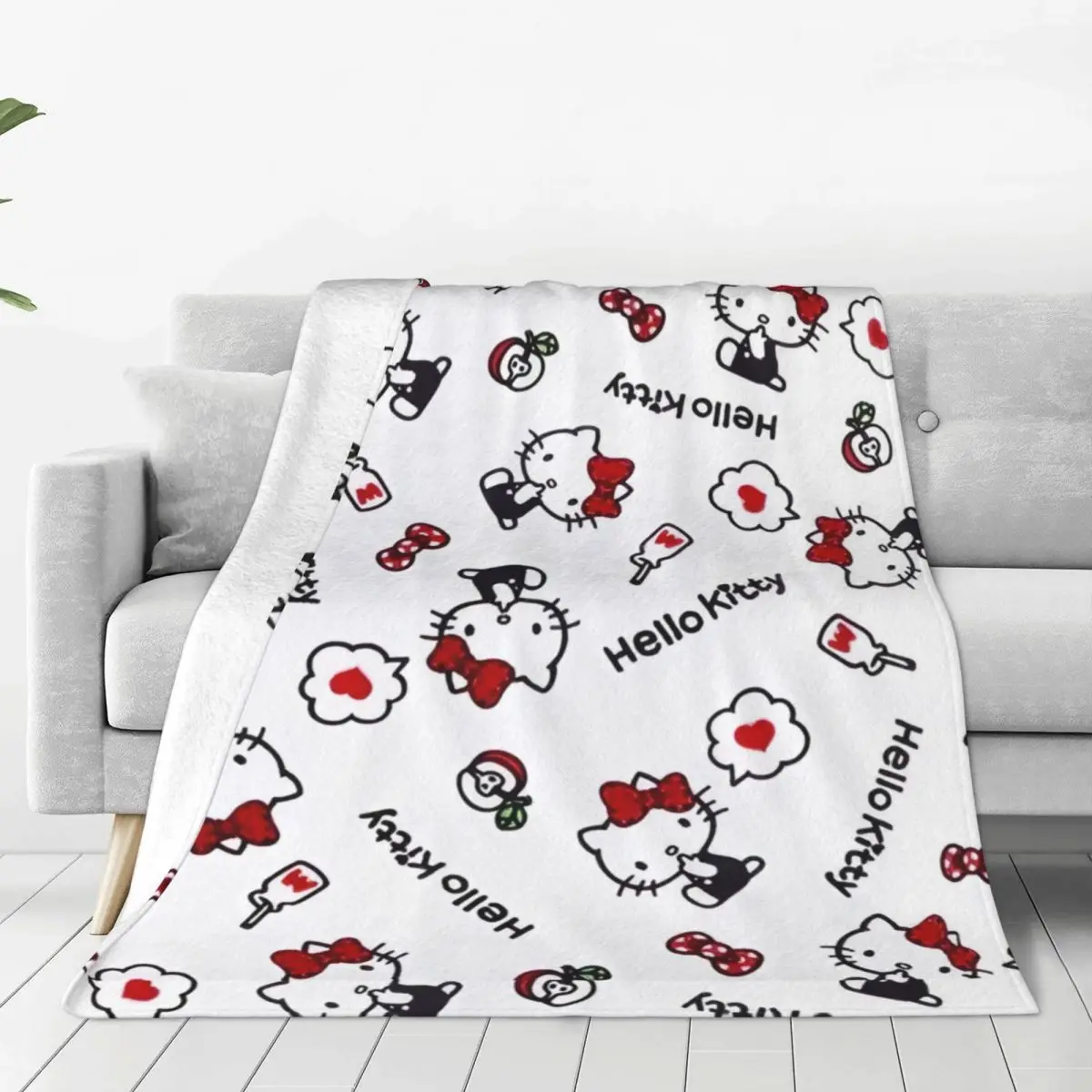 Официальное одеяло Hello Kitty Say Love, фланелевые Потрясающие дышащие Пледы для стульев, покрывающие искусственное украшение