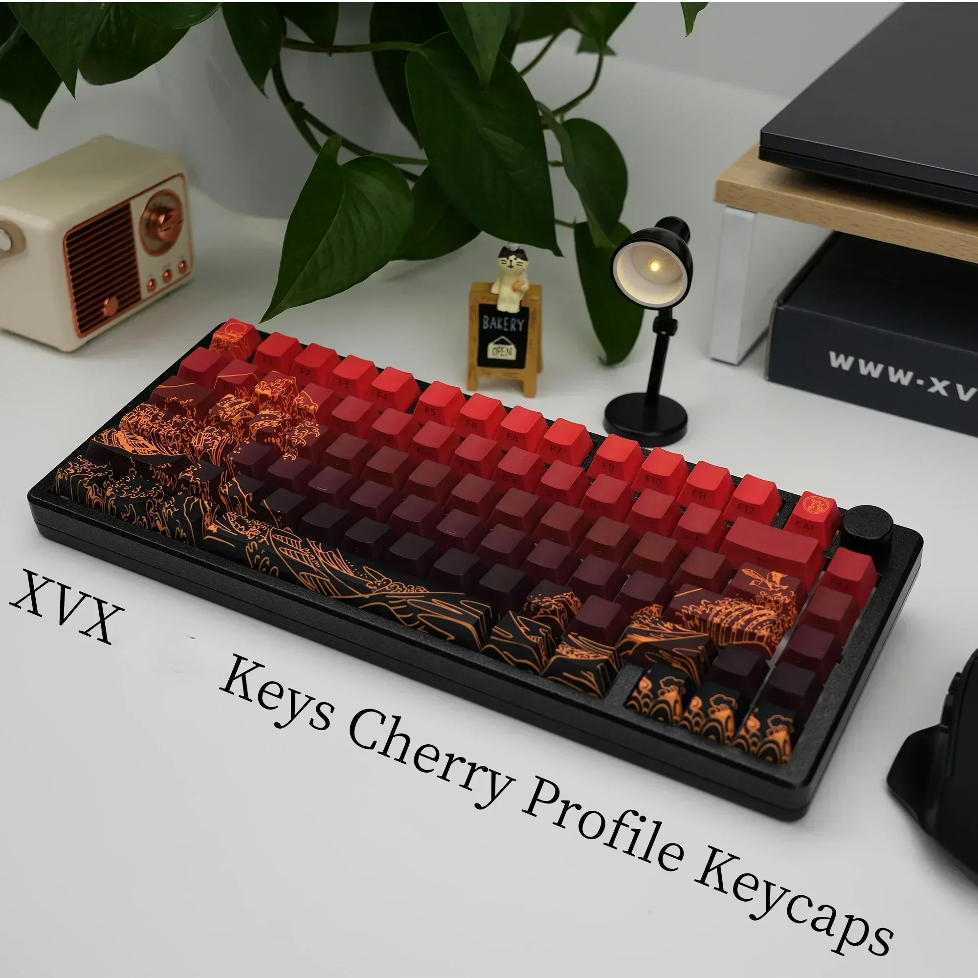 Фото Механические колпачки для клавиш XVX, оригинальные полупрозрачные колпачки из ПБТ с боковой гравировкой, коралловые морские колпачки для клавиш, подарки для геймеров, аксессуары №3