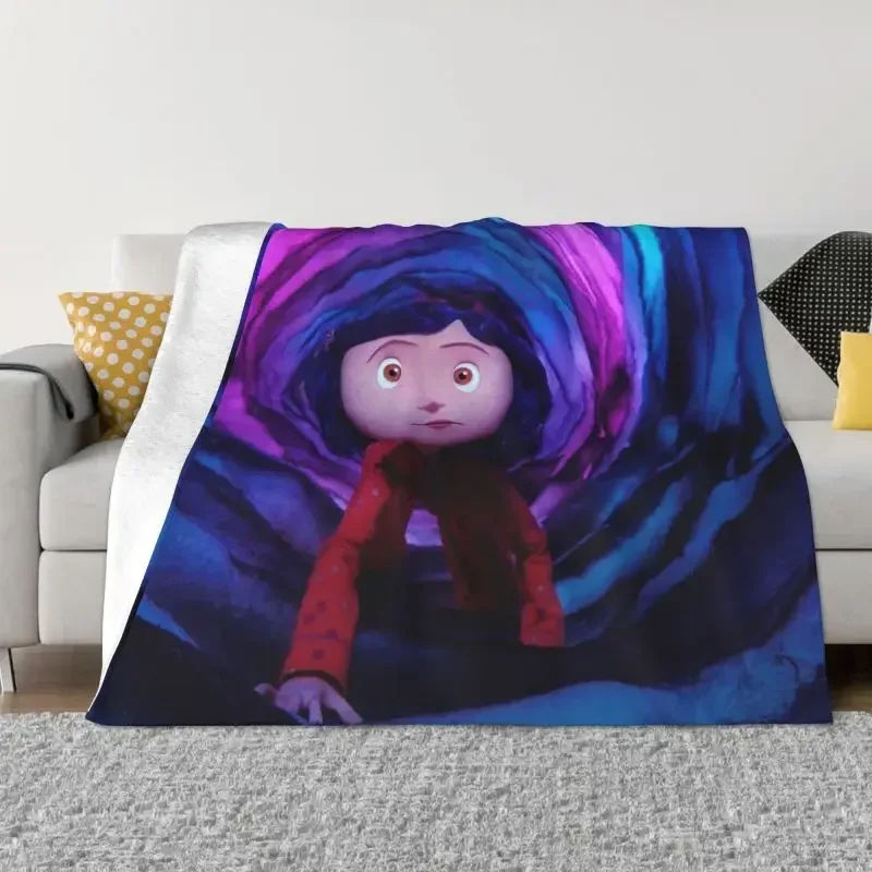 Одеяло из фильма куклы Coraline с 3D принтом, мягкие фланелевые флисовые теплые пледы для офиса, кровати, дивана, покрывала Chibi Horror