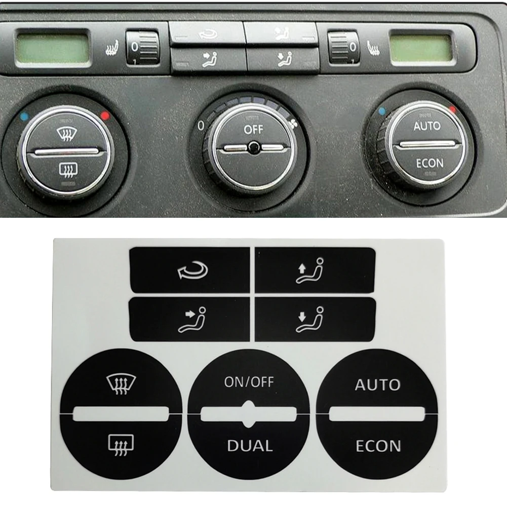 Для GOLF Mk5 2004-2008 для PASSAT 2005-2010 A/C кнопка управления изношенный Ремонтный комплект наклеек наклейки вкл/выкл/Авто/двойной/ECON кнопка