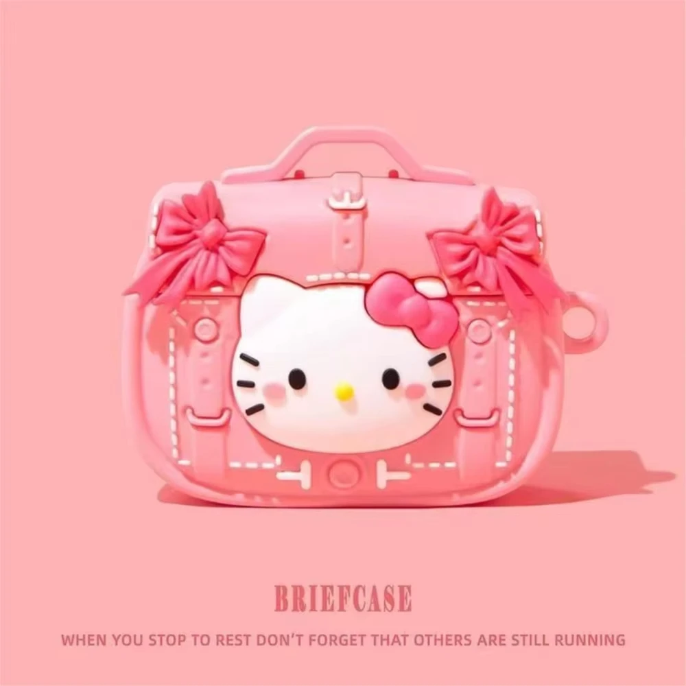 Забавный портфель с рисунком «Hello Kitty», силиконовый чехол для наушников для Airpods 1, 2, 3, 4 Pro 2, милая сумка, аксессуары, чехол Kawaii