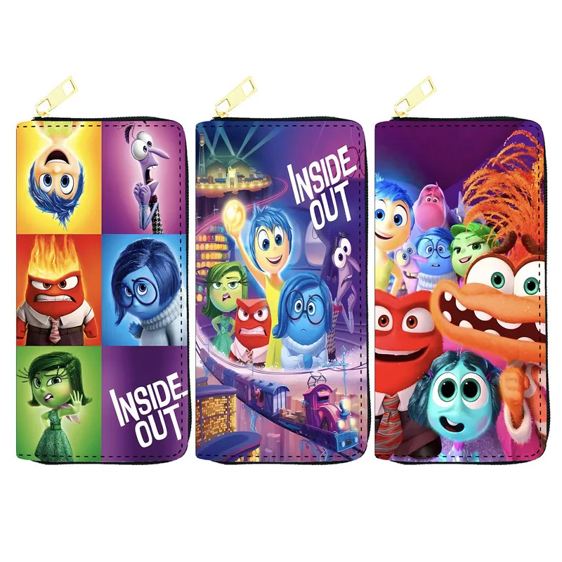 Кошелек Inside Out 2, милые мультяшные фигурки фильмов, Joy Sadness Anger, длинный стиль, молния, многофункциональные сумки из искусственной кожи для денег, подарки на день рождения