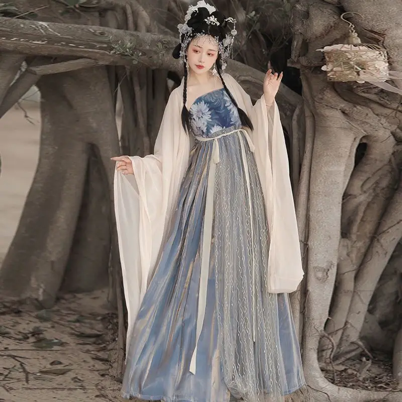 Женское традиционное китайское винтажное платье Hanfu, Женский карнавальный костюм для косплея, летний наряд для вечеринки, платье Hanfu