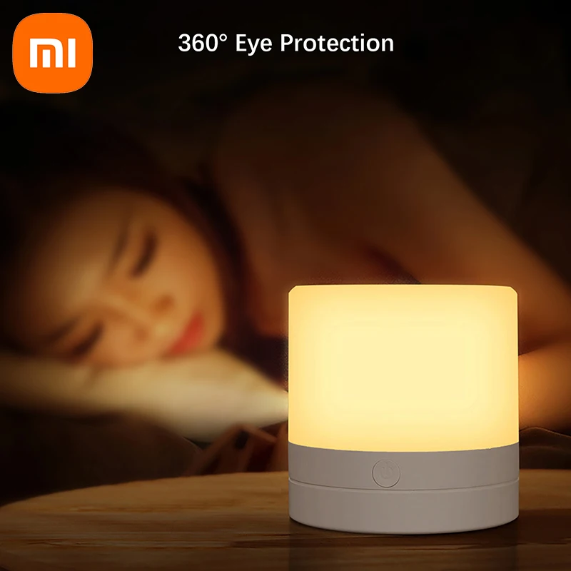 Фото Настольная лампа Xiaomi с сенсорным управлением, прикроватные светильники, светодиодный ночник с USB-зарядкой, прикроватная Настольная лампа для спальни, гостиной №4
