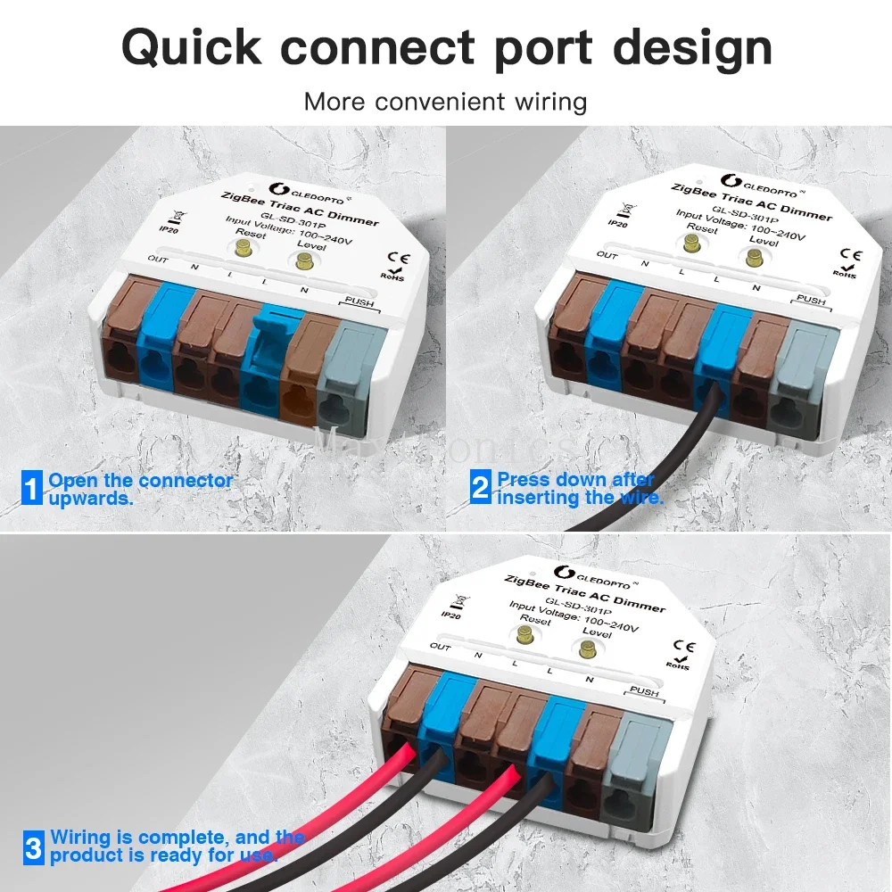 GLEDOPTO ZigBee3.0 Симисторный диммер переменного тока GL-SD-301P Ультра мини-светодиод с регулируемой яркостью Tuya Alexa SmartThings Приложение для кнопочного переключателя Голосовое управление Hue (art.: 3920cecc3c8b2) - 3920cecc3c8b2