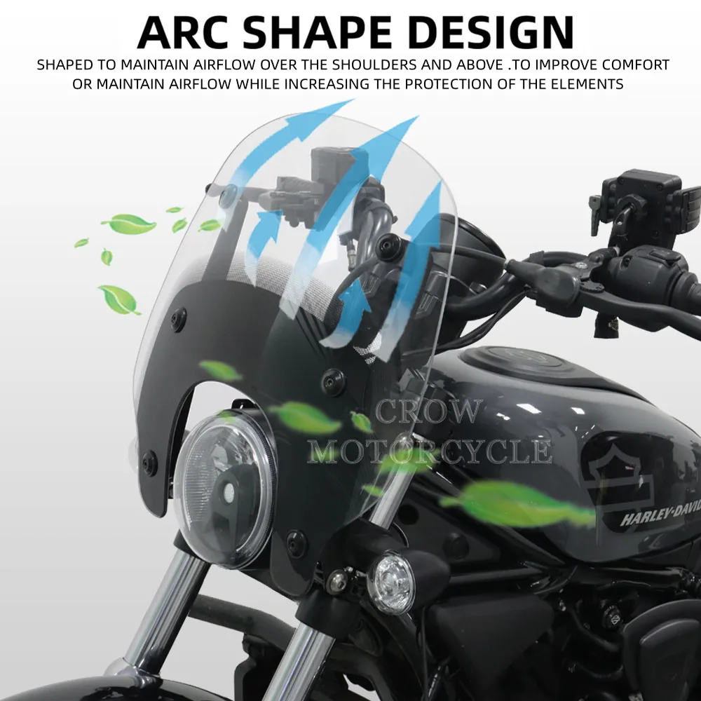 Фото Новинка для Harley Nightster 975 RH 975 RH975 2022, съемный компактный ветровой дефлектор для мотоцикла, дымчатый/черный №2