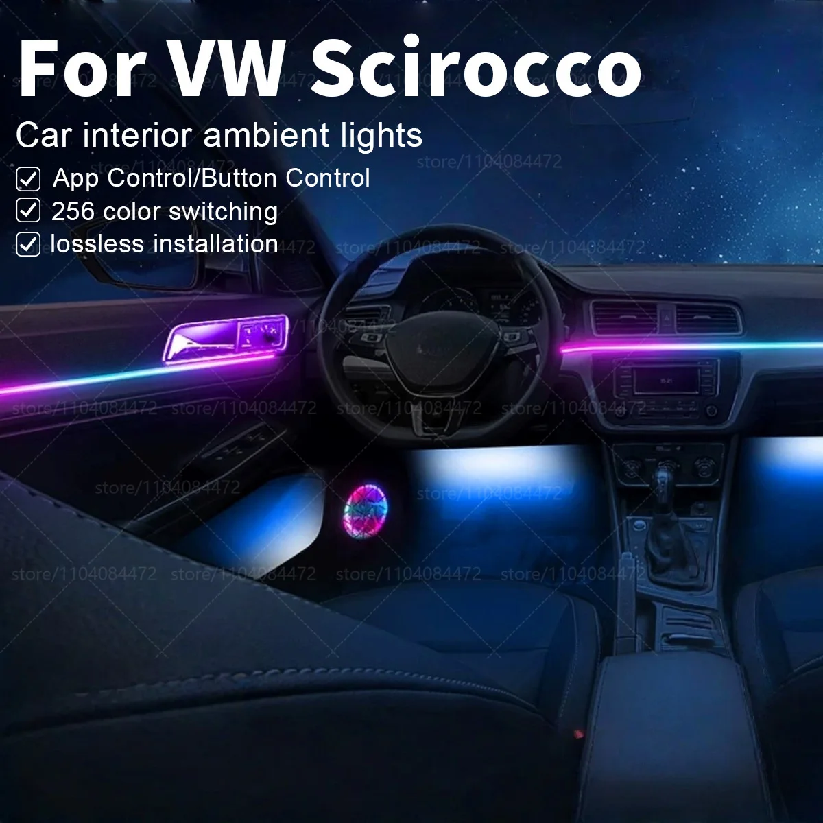 Для Volkswagen Scirocco 53/13B 22in1 RGB интерьер автомобиля акриловые автомобильные окружающие освещение RGB скрытая акриловая полоса украшения аксессуары